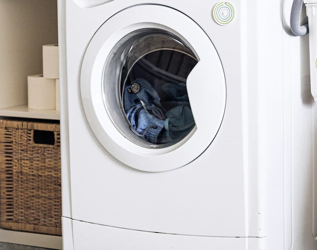 Clothes in a front-load washing machine